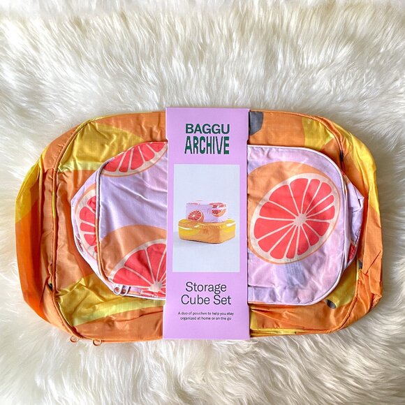 BAGGU Handbags - NWT Baggu Packing Cube Set - Archive Fruits (Grapefruit, Banana)